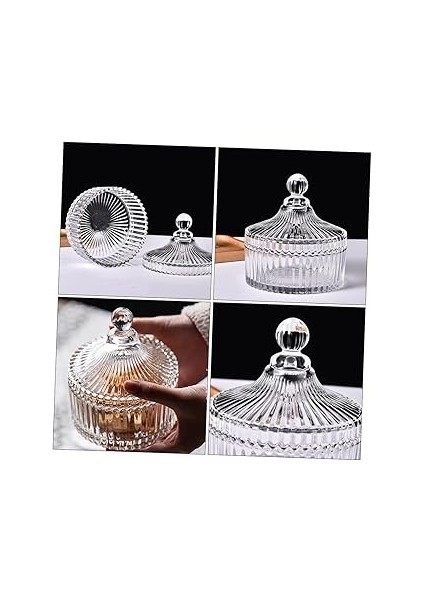 Rotanev 2'li Kapaklı Cam Şeker Kavanozu Kristal Şekerlik