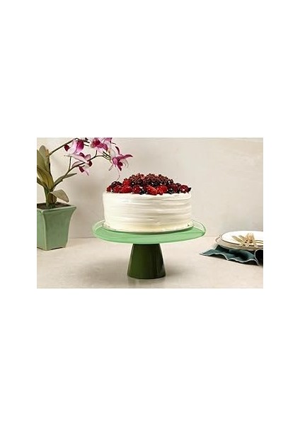 Ripple Yeşil Ayaklı Tabak 28 cm