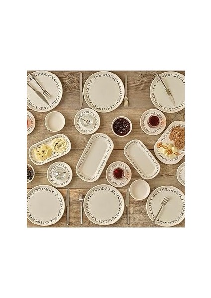 Bella Maison Motto Seramik 26 Parça 6 Kişilik Kahvaltı Takımı Beyaz