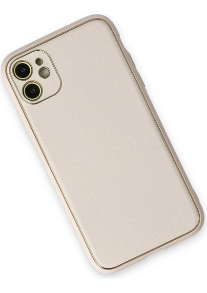 Newface iPhone 12 Kılıf Coco Deri Silikon Kapak - Beyaz modelleri