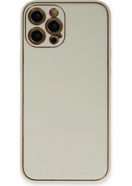 Newface iPhone 12 Pro Max Kılıf Coco Deri Silikon Kapak - Beyaz