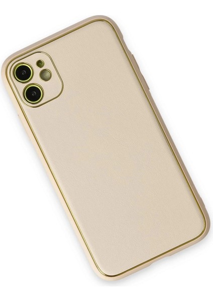 Newface iPhone 12 Kılıf Coco Deri Silikon Kapak - Gold modelleri