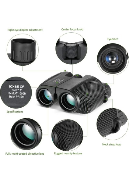 10X25 Kompakt Dürbün Yüksek Güçlü Açık Spor Teleskop Cep Kapsamı Konser Seyahat Çocuklar Için Hediye indirimleri