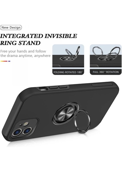 Newface iPhone 12 Kılıf Elit Yüzüklü Kapak - Siyah modelleri