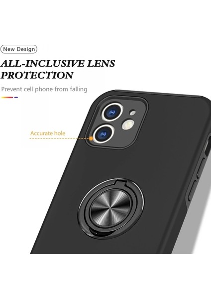 Newface iPhone 12 Kılıf Elit Yüzüklü Kapak - Siyah fırsatları
