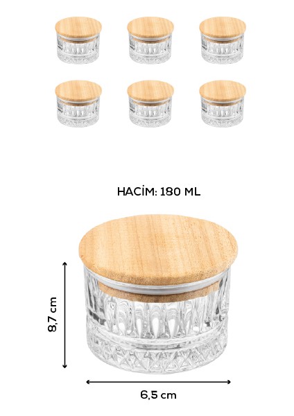 6'lı Set Ahşap Kapaklı Cam Kase Çerezlik Çikolatalık Sunum Seti 180 ml fiyatları