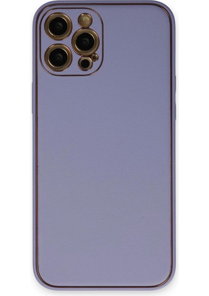 Newface iPhone 12 Pro Max Kılıf Coco Deri Silikon Kapak - Açık Lila