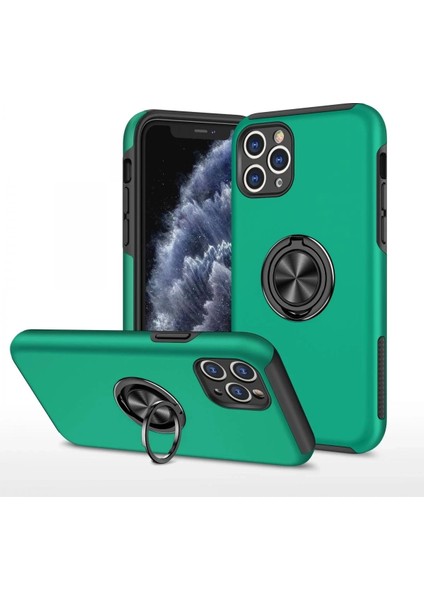 Newface iPhone 11 Pro Max Kılıf Elit Yüzüklü Kapak - Yeşil