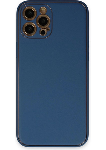 Newface iPhone 12 Pro Max Kılıf Coco Deri Silikon Kapak - Açık Mavi