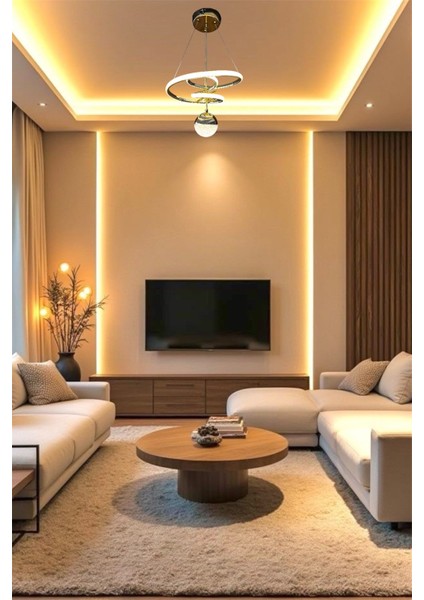 Modern Gold Toplu Space 3 Renk Kumandalı (Beyaz&sarı&günışığı) LED Avize modelleri