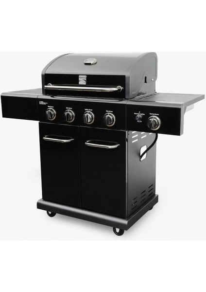 Gazlı Barbekü 4 Ocaklı Siyah
