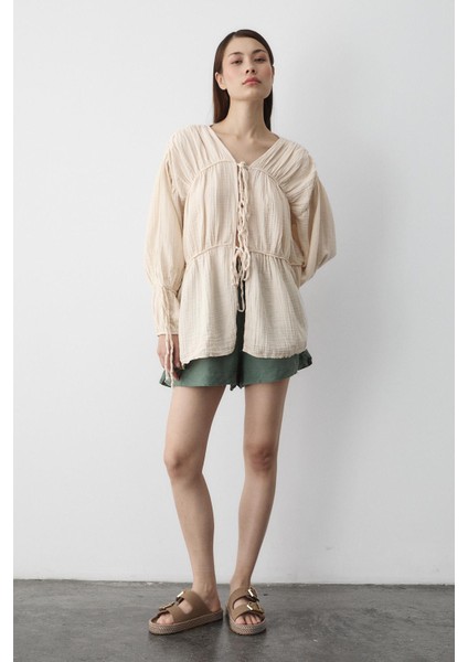 Natural %100 Pamuk Kolu Lastikli Müslin Gömlek fiyatları