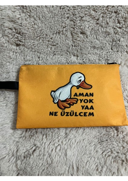 Renkli Baskılı Çok Amaçlı Bez Çanta, Makyaj ve Kalemlik Olarak Kullanılabilir