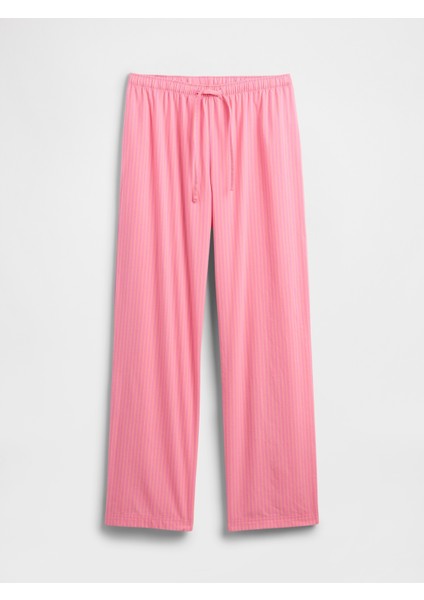 Kadın Açık Pembe Desenli Poplin Pijama Altı
