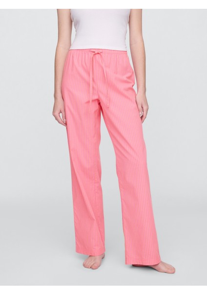 Kadın Açık Pembe Desenli Poplin Pijama Altı