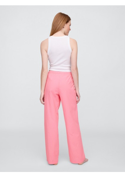 Kadın Açık Pembe Desenli Poplin Pijama Altı