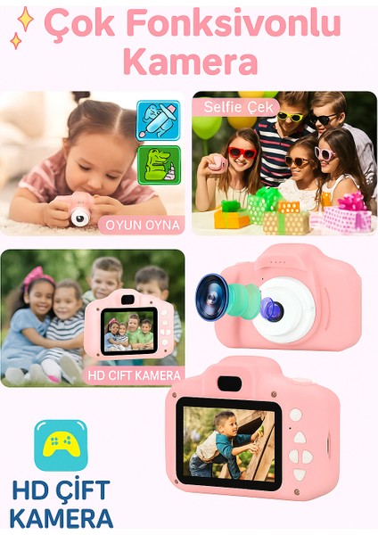 Çocuklar Için Çift Kameralı Renkli Dijital Fotoğraf Makinesi – Video, Oyun ve Fotoğraf Özellikli modelleri