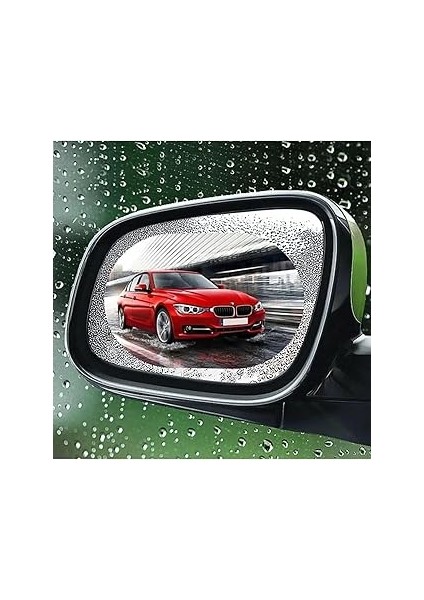 Oto Dikiz Aynası Yağmur Kaydırıcı Film – 2'li Set, 10X15 cm Şeffaf Su Tutmaz Film, Buğu Önleyici Ay