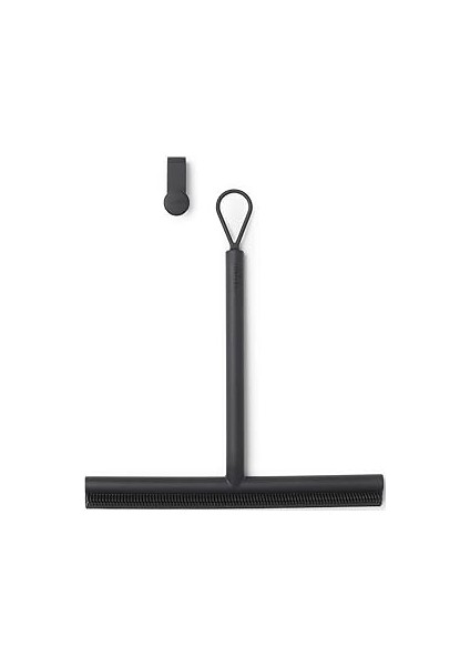 Silikon Duş Sileceği Kancalı (Koyu Gri) Önleyici Temizleme Sileceği Banyo Camı, Plas