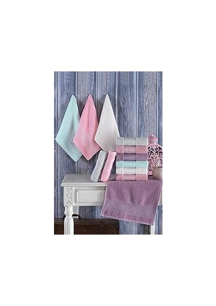 Aura | 12'li 30X50 cm El ve Yüz Havlu Seti | Mutfak Havlusu Renkli