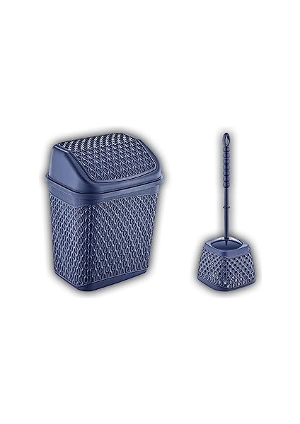 Smartware Katre Çöp Kovası ve Klozet Fırçası Lacivert