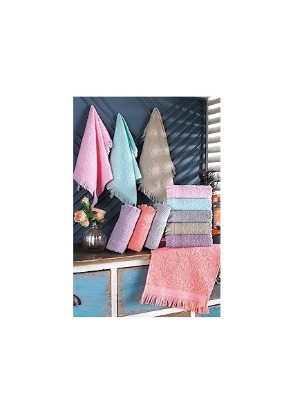 12'li 30X50 cm El ve Yüz Havlu Seti | Mutfak Havlusu Renkli