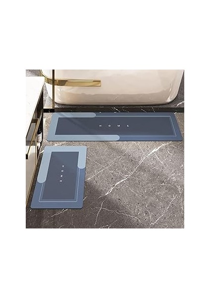 Noksi Banyo Paspası-Kaymaz Tabanlı-Süper Emici Banyo Paspası-Abdest Paspası-Uzun (Mavi̇) NKS129-M