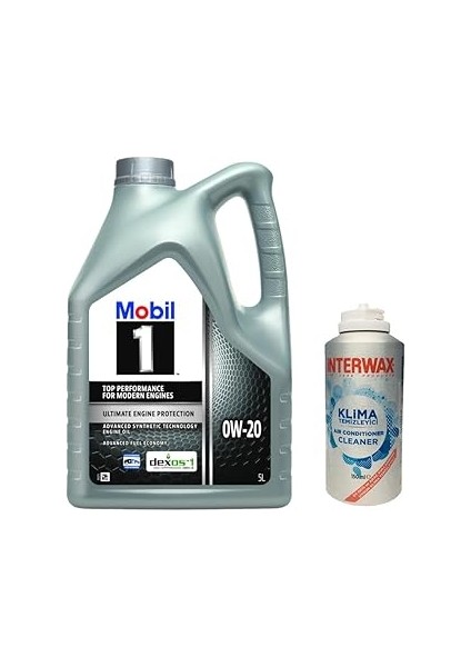 Mobil 1 0W20 Motor Yağı 5 L + 03047 Interwax Klima Temizleyici