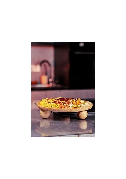 Misket Ayaklı Yuvarlak Pasta Börek Sunumluk Tablosu 27 x 6 cm