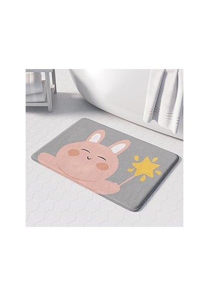 Monnhein Sevimli Tasarımlı Mikrofiber Banyo Paspası, Kaymaz Taban, Makinede Yıkanabilir (232_BPSM,