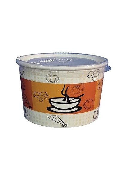 Çeli̇kpençe 500 Adet Kapaklı Karton Çorba Kasesi 16 Oz