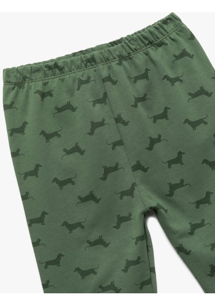 Beli Lastikli Köpek Baskılı Pamuklu Uzun Tayt modelleri