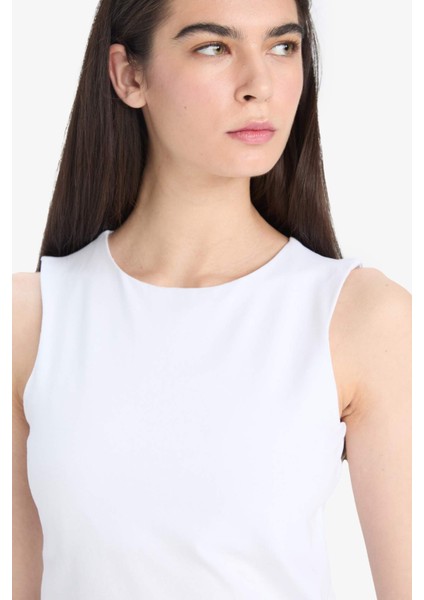 Regular Fit Basic Düz Bisiklet Yaka Beyaz Atlet F3534AX25SM