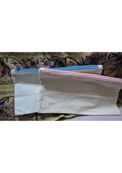 Baskılı Ham Renk Makyaj Çantası, Şık ve Kullanışlı 2'li Paket