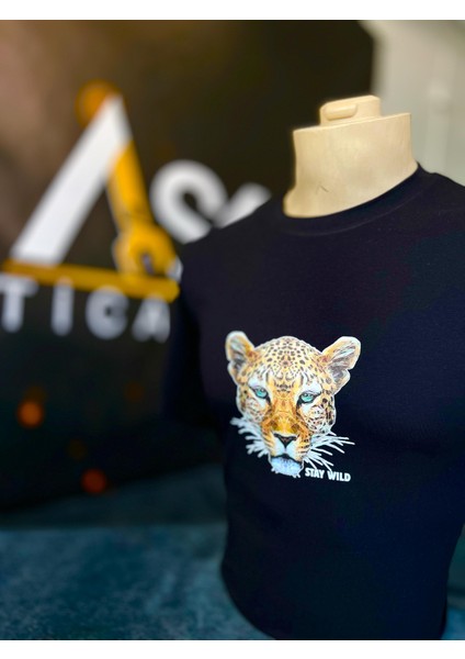 -Cotton Penye Unisex Kaplan Baskılı