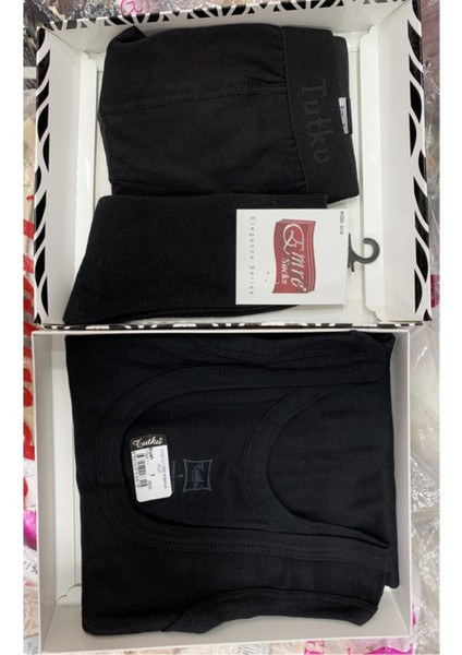 Erkek Beyaz Pamuk Atlet Boxer Çorap 3'lü Kutulu Takım Damat Çeyiz Seti