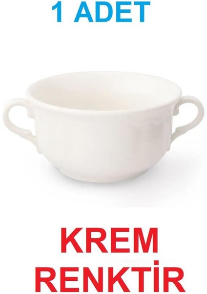 Krem Renk Çift Kulplu Çorbalık Porselen Çorba Kabı Çorba Dondurma Kasesi 12 cm 350 cc 1 Adet