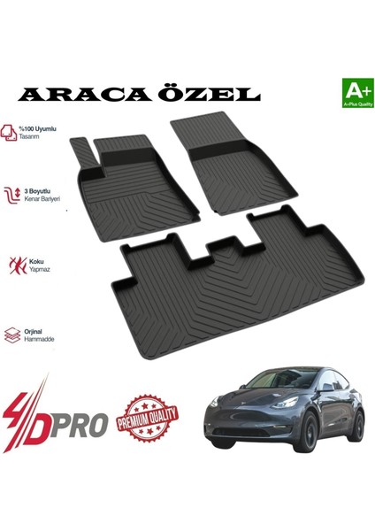 Tesla Model Y Havuzlu Kauçuk Paspas Siyah 2020 2021 2022 2023 2024 2025 2026