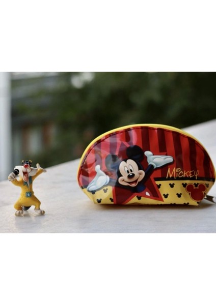 Renkli Mickey Mouse Makyaj ve Süs Çantası, Şahmat Temalı, Eğlenceli ve Şık Tasarım