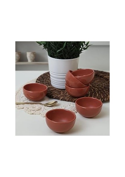 Keramika Kızıl Kahve Bulut Mini Çerezlik/sosluk 8 cm 6 Adet 607