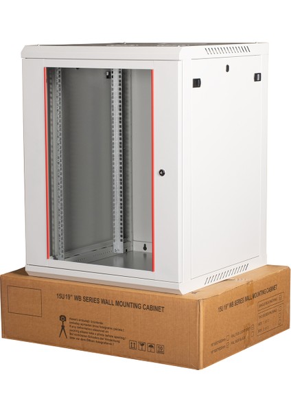 - 15U 19" Duvar Tipi Rack Kabinet – Genişlik: 600 mm | Derinlik: 600 mm – Açık Gri (Demonte)