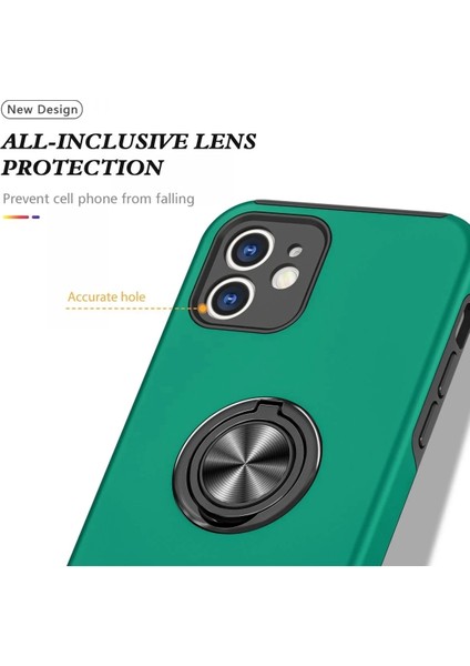 Newface iPhone 12 Kılıf Elit Yüzüklü Kapak - Yeşil fırsatları