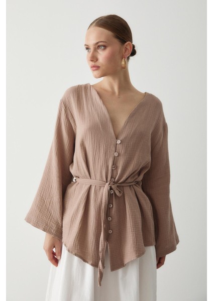Vizon Çok Düğmeli Kimono