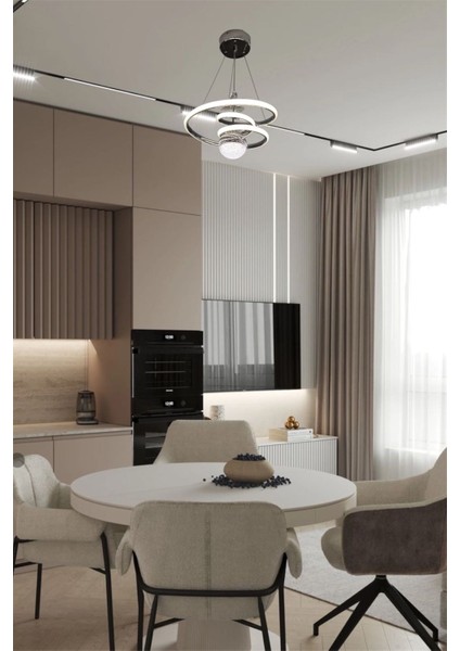 Modern Krom Toplu Space 3 Renk Kumandalı (Beyaz&sarı&günışığı) LED Avize fiyatları