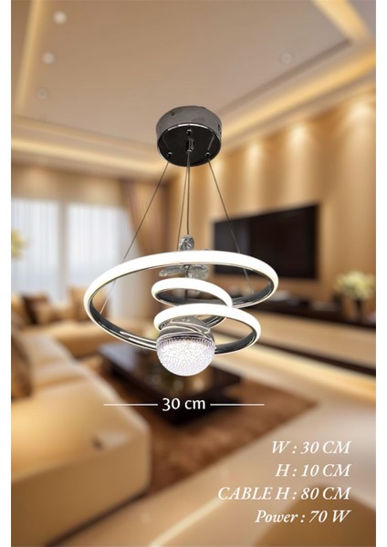 Modern Krom Toplu Space 3 Renk Kumandalı (Beyaz&sarı&günışığı) LED Avize modelleri