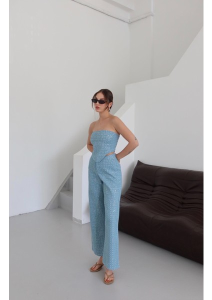 Mavi Pullu Kot Pantolon modelleri