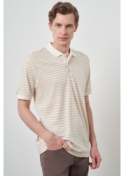 Erkek Bej Trend Polo Yaka T-Shirt