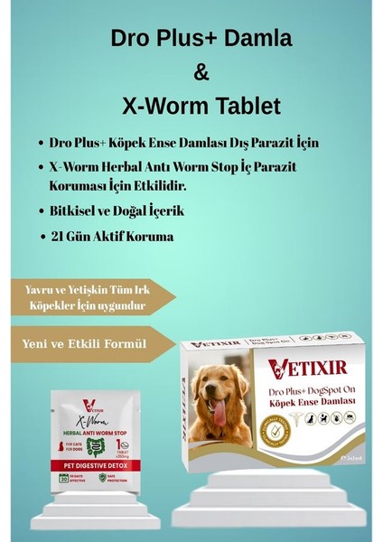 Köpek Bitkisel Iç Dış Anti Parazit Ense Bitkisel Damla Seti - 5 Damla 3 Tablet