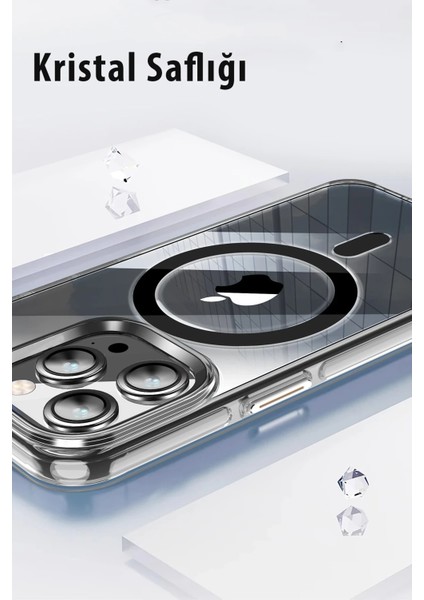 Iphone 15 Pro Max Kılıf Crystal Magsafe Kapak - Şeffaf Zrnet indirimleri