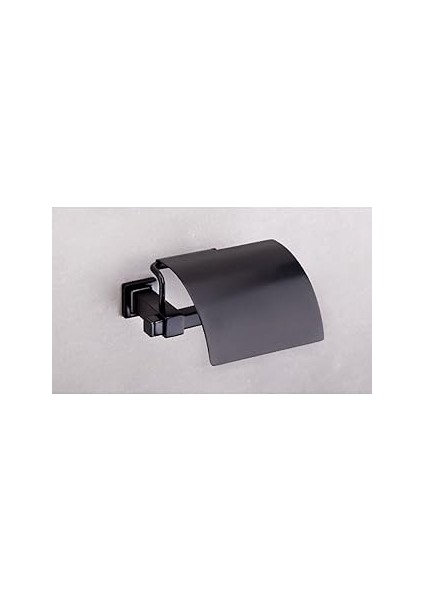 System Q-Lıne Kapaklı Tuvalet Kağıtlığı Siyah Renk 87X118X158 mm